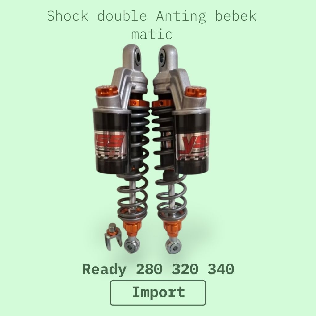 NEW DOUBLE SHOCK ~SHOCKBREAKER COPY YSS MODEL EXTREME BLACK GREY SERIES DOUBLE TABUNG ATAS UK 280MM-