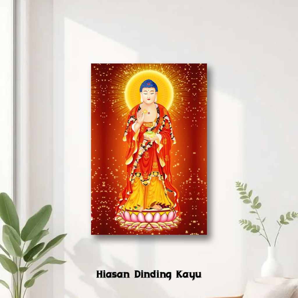Lokala - HIASAN DINDING BUDDHA AMITABHA VERSI CHINESE / ALTAR SEMBAHYANG MAHAYANA ESTETIK