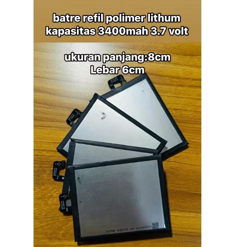 Batre Polimer Lithium 3400mAh 3.7V Refill 8cm x 6cm