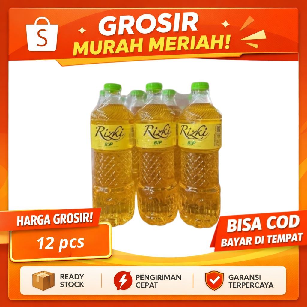 Minyak Goreng Rizki 800ml 1 Dus isi 12 Botol - Berkualitas, Jernih, Grosir Murah