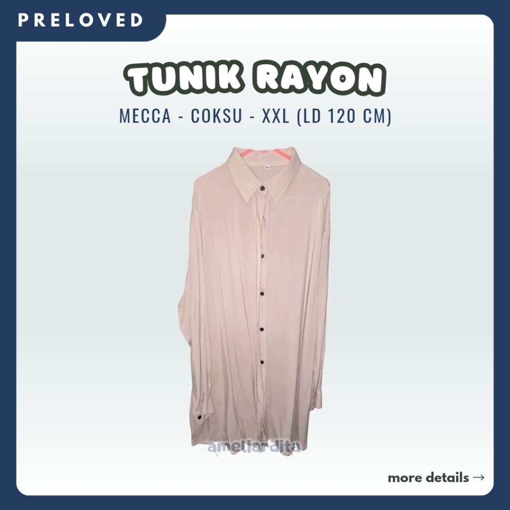 [READY] Preloved Second Bekas Tunik Mecca Salma Basic Rayon Coksu XXL LD 120 cm Coklat Susu Cokelat 
