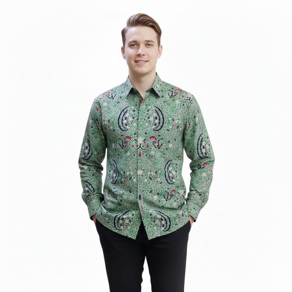 SEKAR MADU Atasan baju batik pria Sagge LENGAN PANJANG SEKAR MADU Lapis furing Reguler fit