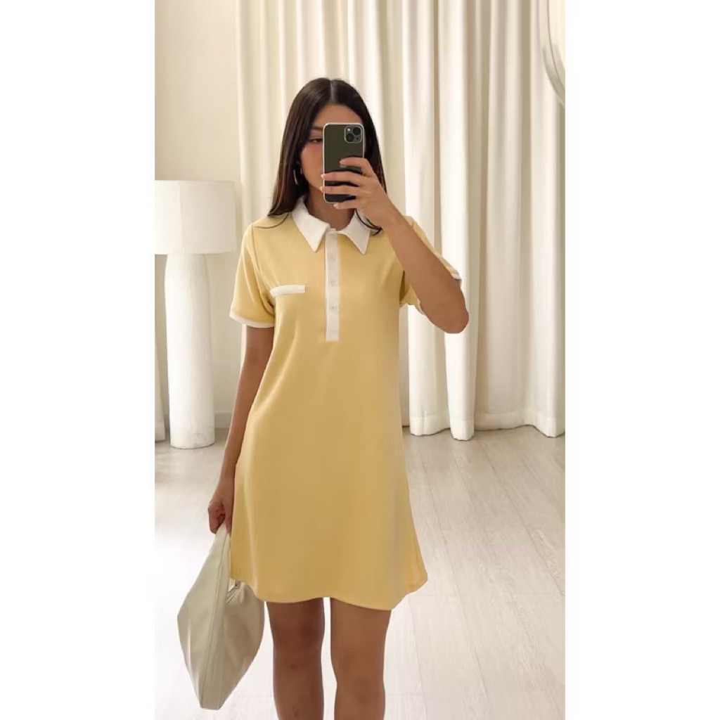 Bloom Dress Knit Babydoll Bumil Friendly dress kuning premium dress lucu dress premium dress impor d