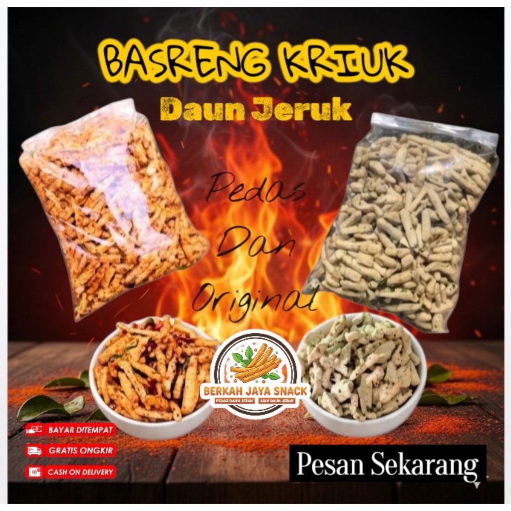 BASRENG RENYAH DAUN JERUK 1KG / BASRENG KRIUK PEDAS DAUN JERUK 1 KG / BASRENG ORIGINAL DAUN JERUK 1 
