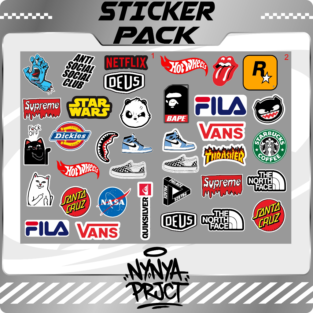 Sticker Aesthetic logo brand Terkenal untuk laptop case tumbler stiker laptop