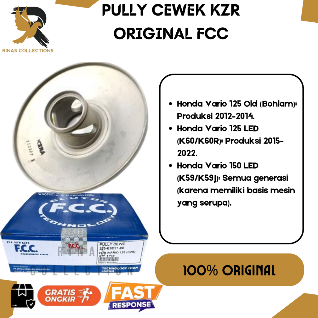 PULLY CEWEK KZR FCC ORIGINAL Honda Vario Techno 125 FI CBS ISS (2012–2015) .Honda Vario Techno 125 F