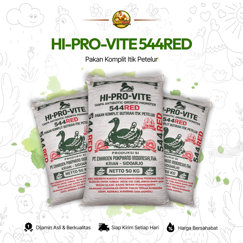 HI-PRO-VITE 544 RED - Pakan Komplit Butiran Bebek Petelur | 20KG - 50KG | PakanAyamCom
