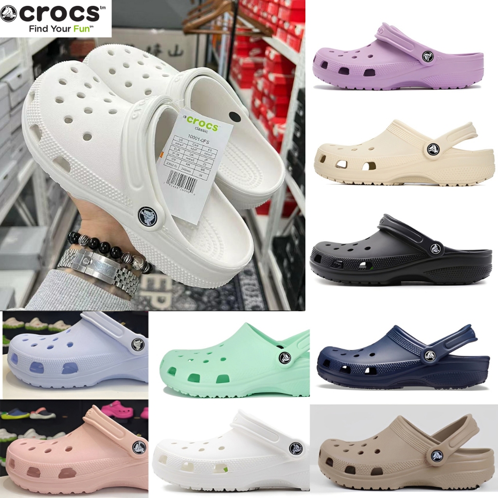 Crocs Unisex Classic ClogSendal Karet Anti Air Pria Wanita 10001Sendal Crocs Sandal Pria dan Wanita 