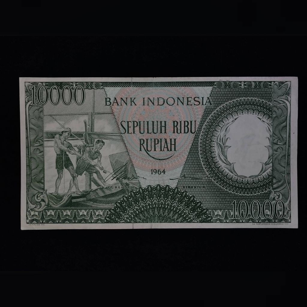 uang kuno 10000 seri pekerja th 1964 hijau seri X , REPLACEMENT