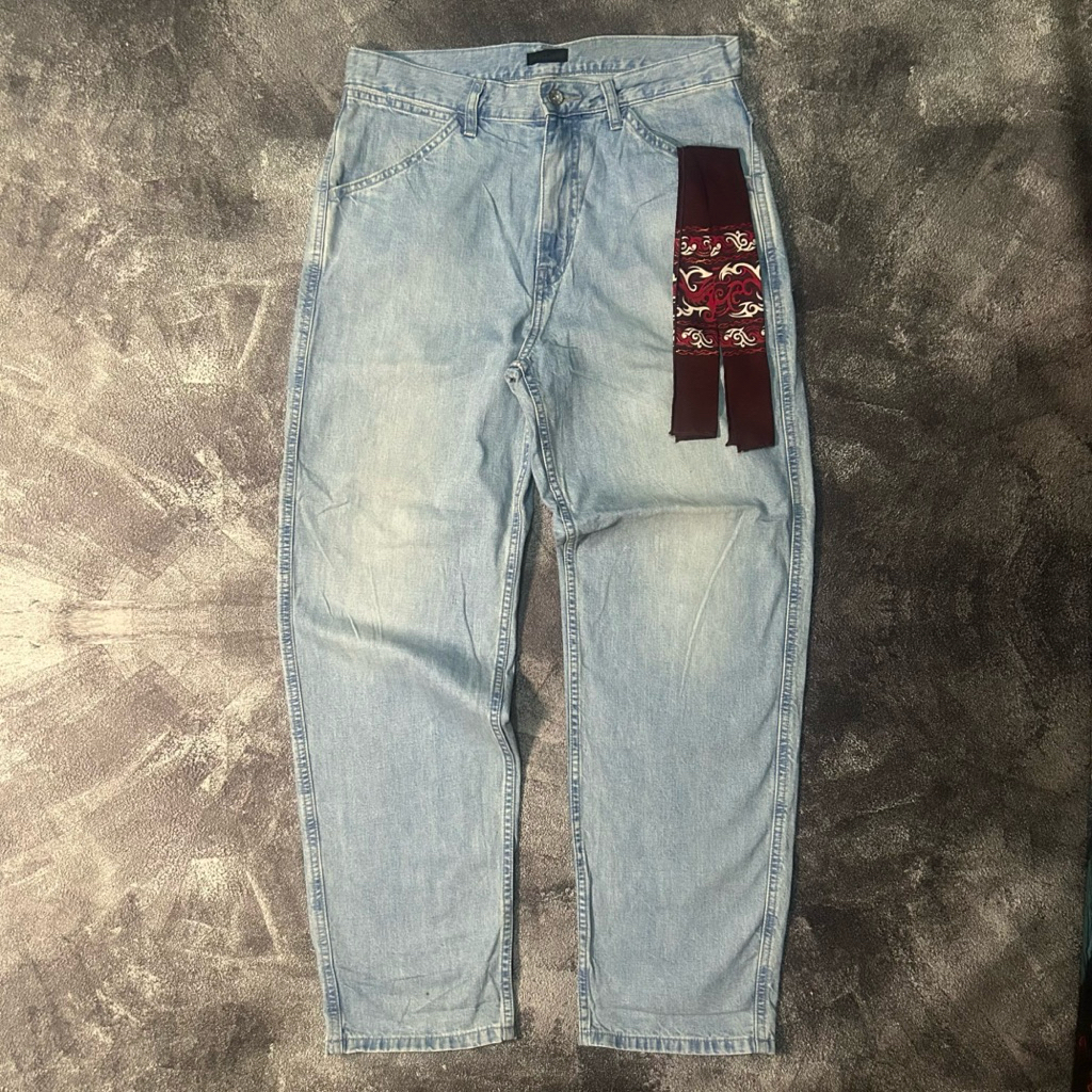 Celana Jeans Second “Uniqlo Jeans Japanese Wide Tapered Blue Jeans”