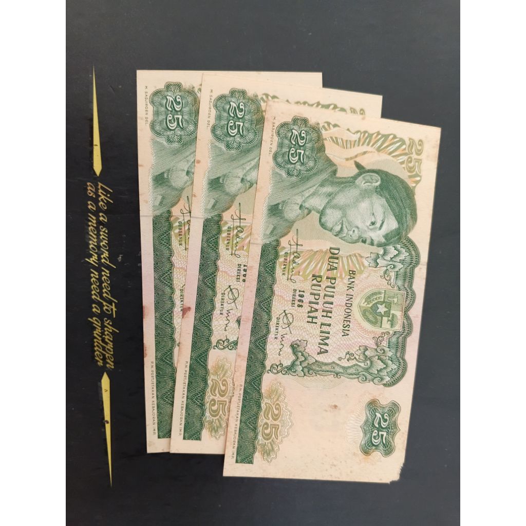 UANG KUNO 25 RUPIAH SUDIRMAN TAHUN 1968