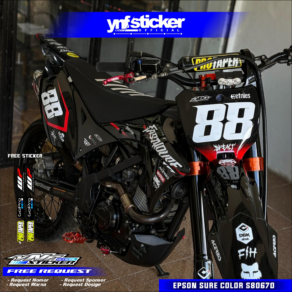 DECAL KAWASAKI KLX GORDON HITAM FASTHOUSE SUPERGLOSSY Bebas Request