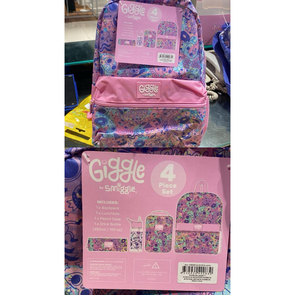 Bagpack paket Smiggle tas botol minum tepak pensil box makan |jastip_titipoutfitsby