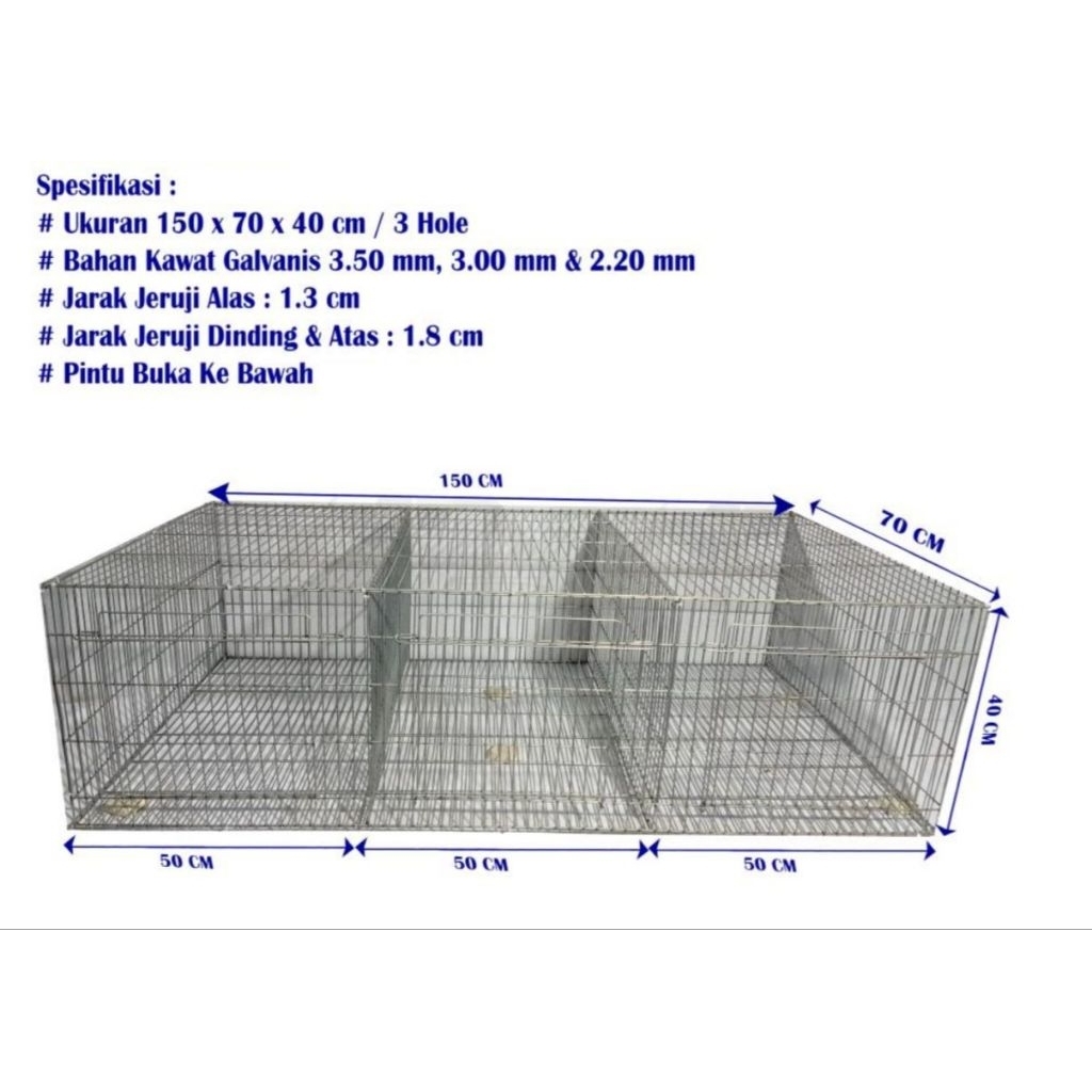 galvanis kelinci 3 hole / kandang kelinci