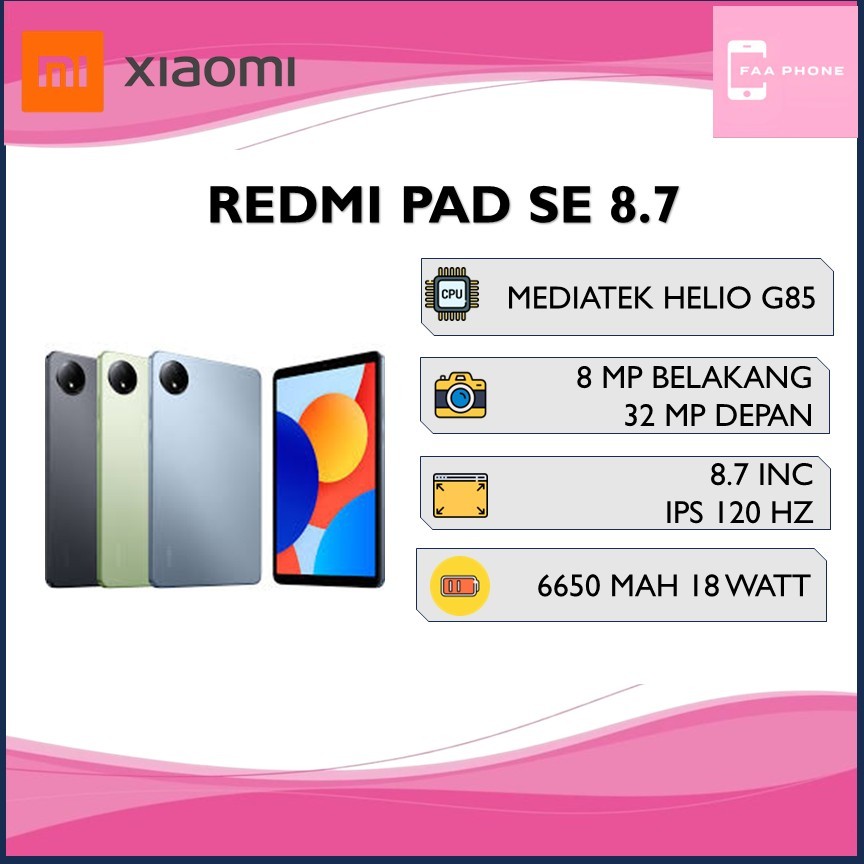 REDMI PAD SE 8.7 ROM 4GB RAM 128GB MEDIATEK HELIO G85