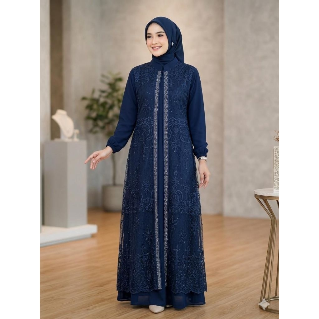 GAMIS BROKLAT KOMBINASI POLOS