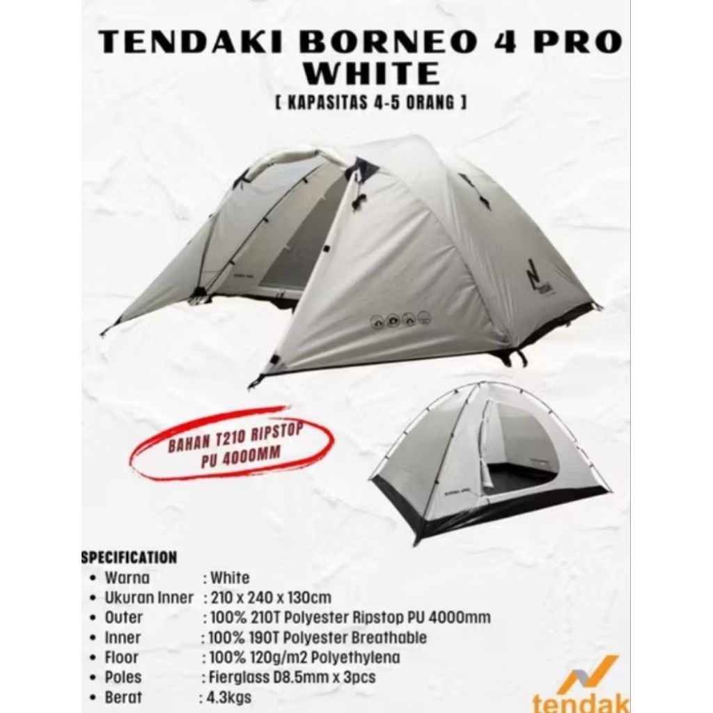 isi 6pcs tenda tendaki 4 pro ripstop keluarga family camping piknik