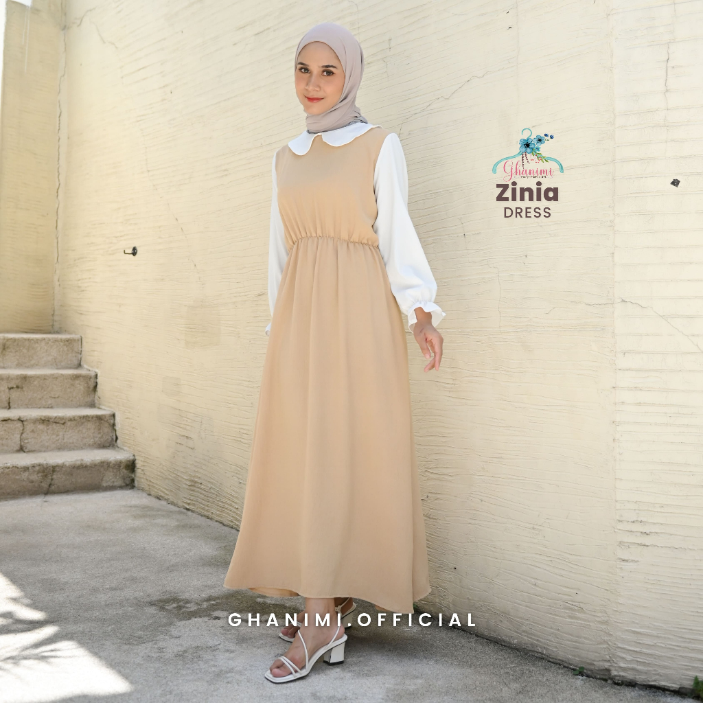 Ghanimi - Zinnia Dress / Dress Muslimah / Gamis Muslim Lebaran / Dress Kondangan Kekinian