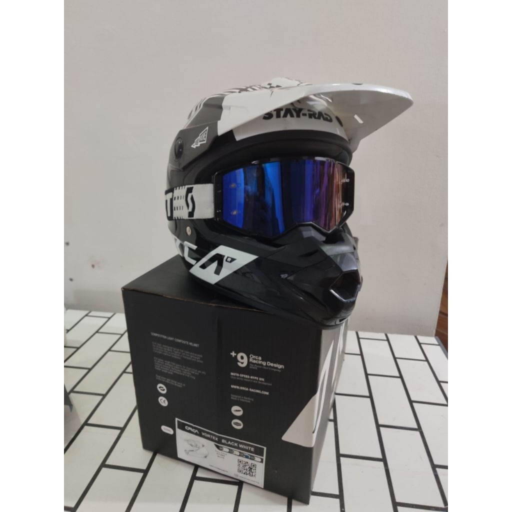 Helm Cross ORCA RSV + GOGGLE SCOOT Size XL