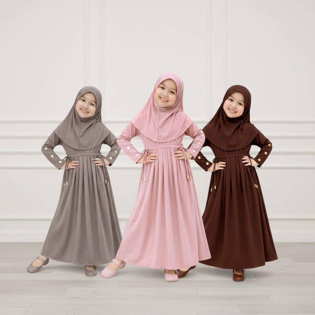 Gamis Anak Mewah Dress Anak Perempuan - Gamis Anak Mewah Bahan Halus Lembut Inara