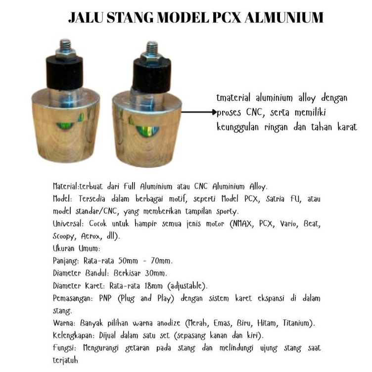 JALU STANG PCX 150 LOKAL CHROME BANDUL JALU STANG MODEL PCX ALMUNIUM