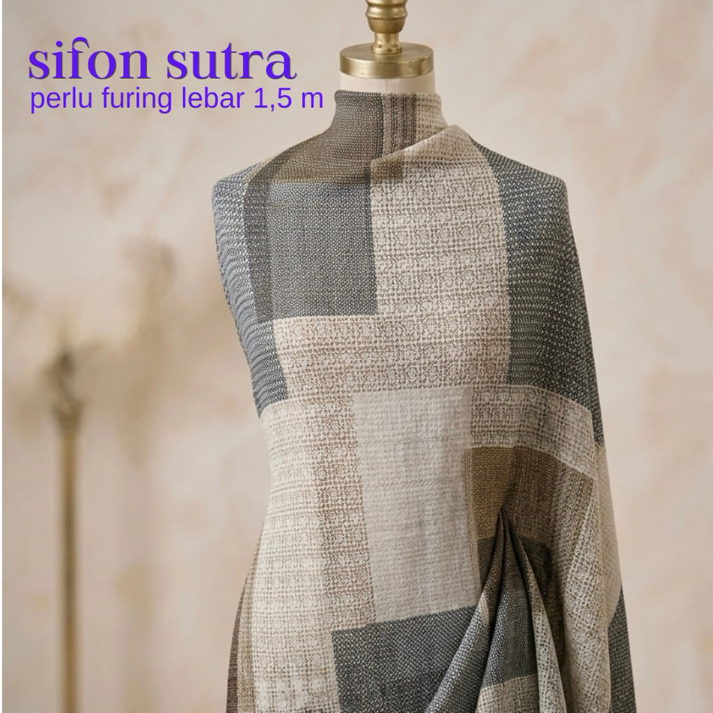 kain sifon sutra motif abtrak bahan gamis dan dress