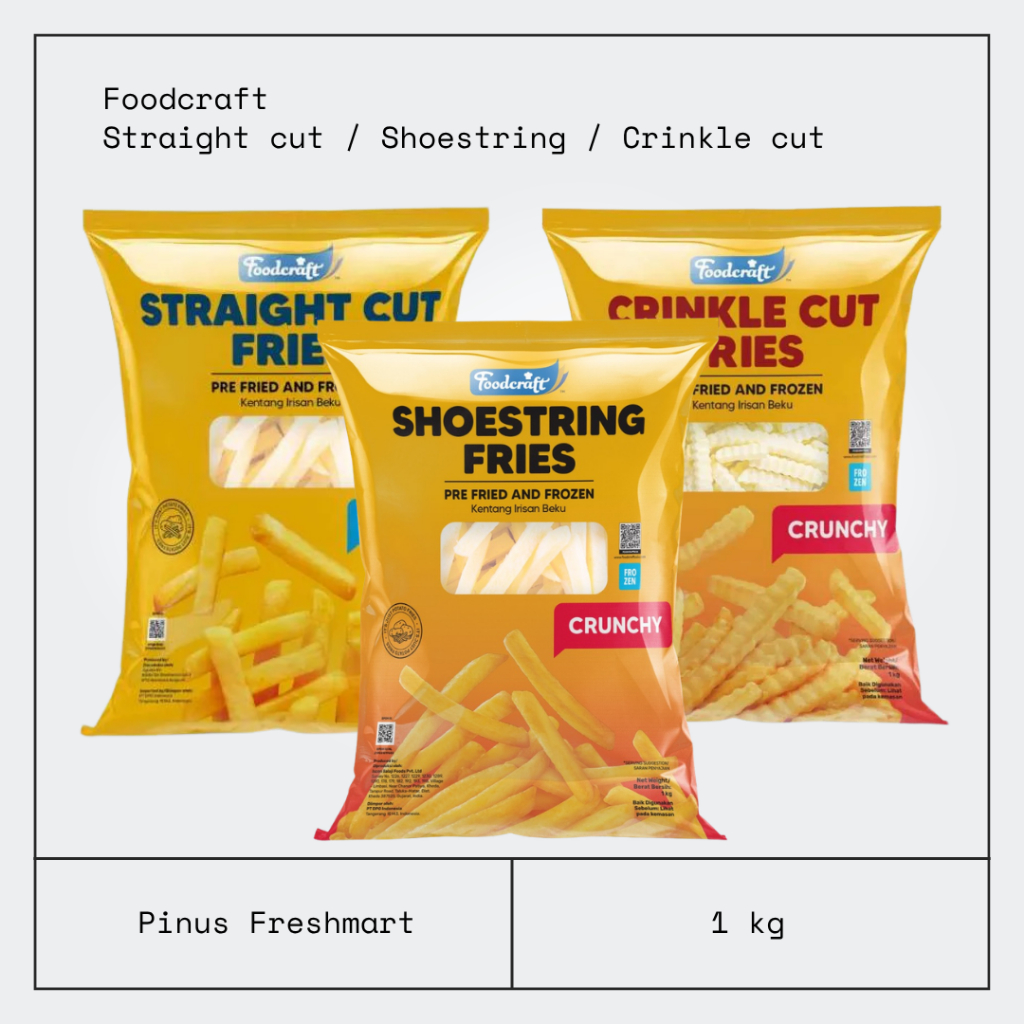 Foodcraft Kentang Goreng Frozen 1kg - Shoestring - Crinkle Cut - Straigh Cut / French Fries
