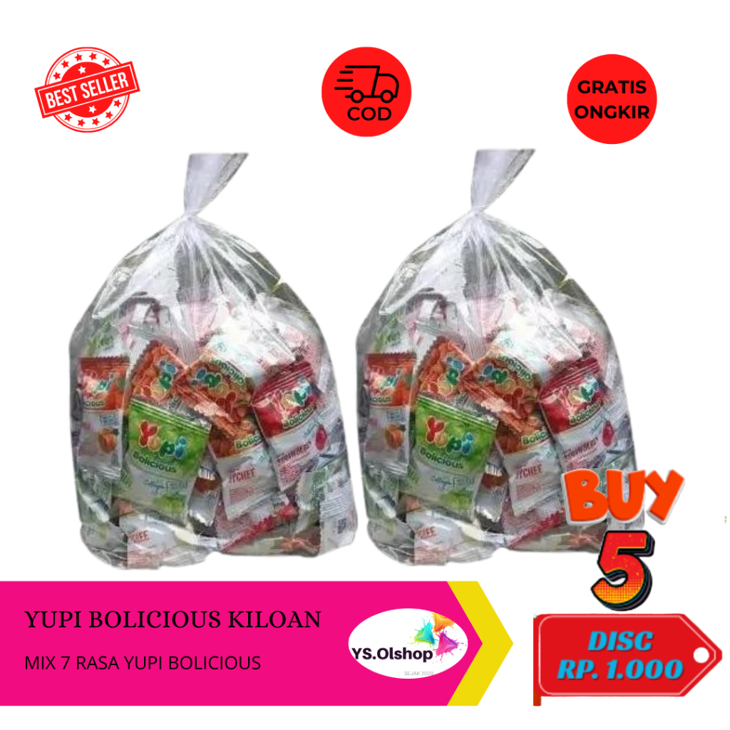 Ready YUPI BOLICIOUS KILOAN RESELLER Strawberry / Blackberry / white Grape / Jeruk / Lychee