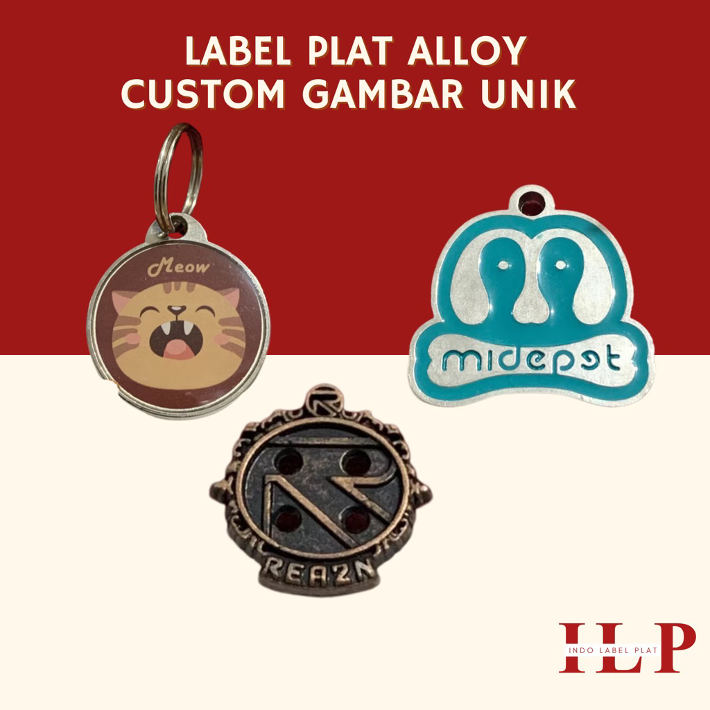 Label Plat Alloy Custom GAMBAR UNIK (Label Merk/ Label Hijab/ Label Besi / Label Merk huruf/ Label G