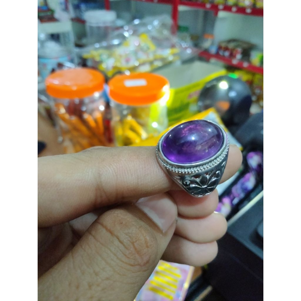 batu cincin kecubung ungu asli
