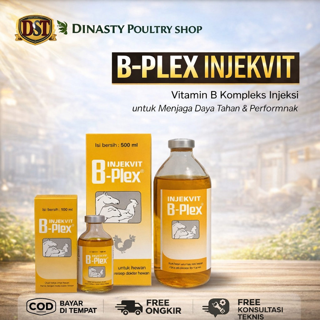 Injekvit B-Plex 100ml Vitamin B Kompleks Hewan Besar Sapi Kambing Kuda