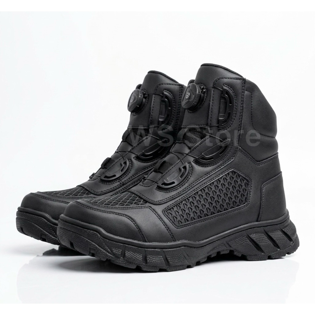 Sepatu PDH Lantas 6 inch ,Sepatu Tali Putar Polri TNI Security