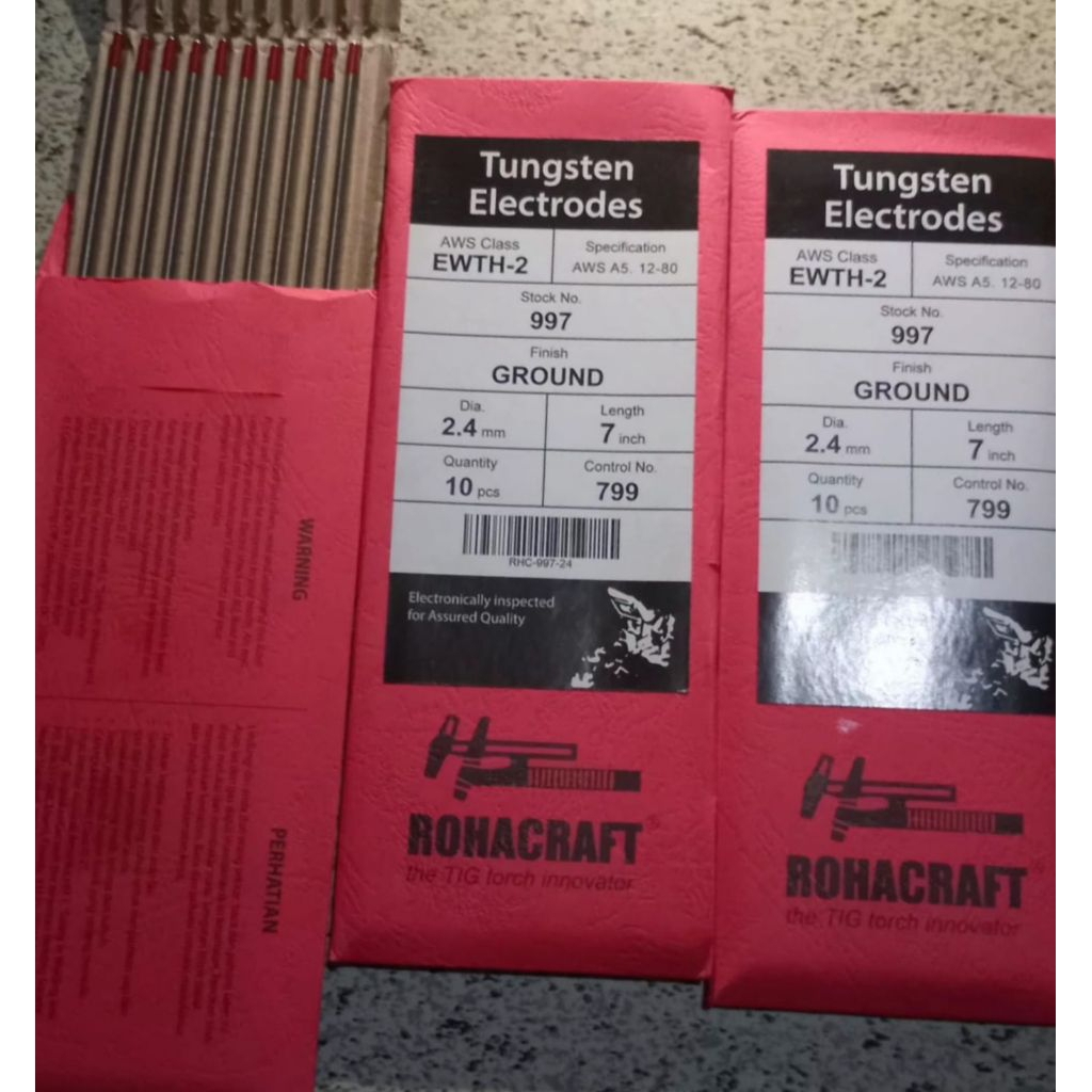 [Tungsten 2,4mm] jarum las Argon 2,4mm Tungsten Electrodes (harga 1pak  isi 10.pcs)