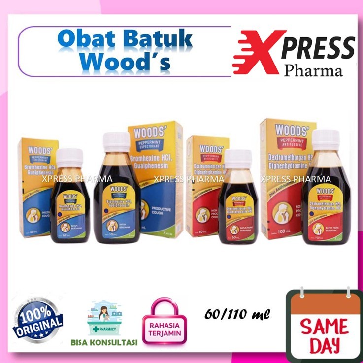 XPRESS  Woods Expectorant Obat Batuk Berdahak / Woods Antitussive Obat Batuk Kering