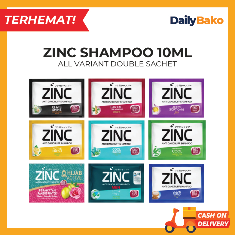 Zinc Shampoo 10ml All Variant Double Sachet - Black Shine Hairfall Treatment Soft Care Silk Fresh Le