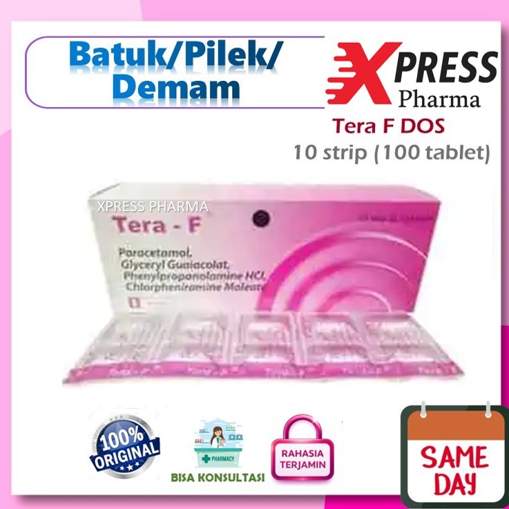 XPRESS  Tera - F DUS Obat Batuk Pilek Panas Demam Sakit Kepala Pusing Flu Tablet Tera-F Tera-f Tera 