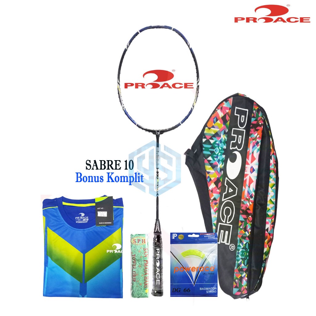 Raket Badminton ProAce Sabre 10 Bonus Komplit Raket Proace Sabre 10