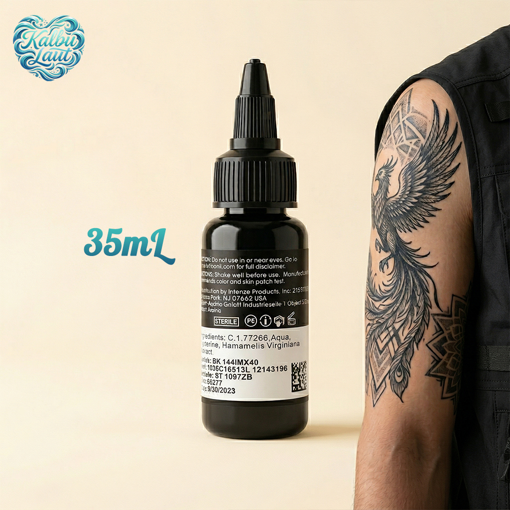35mL Tinta Tato Hitam Pekat Black Tattoo Ink Alat Merajah Tubuh Blackwork Tribal