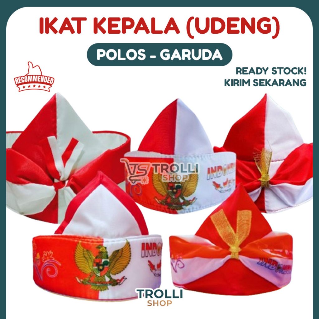 Bendo Ikat Kepala Merah Putih dengan Logo Garuda / Udeng bali merah putih