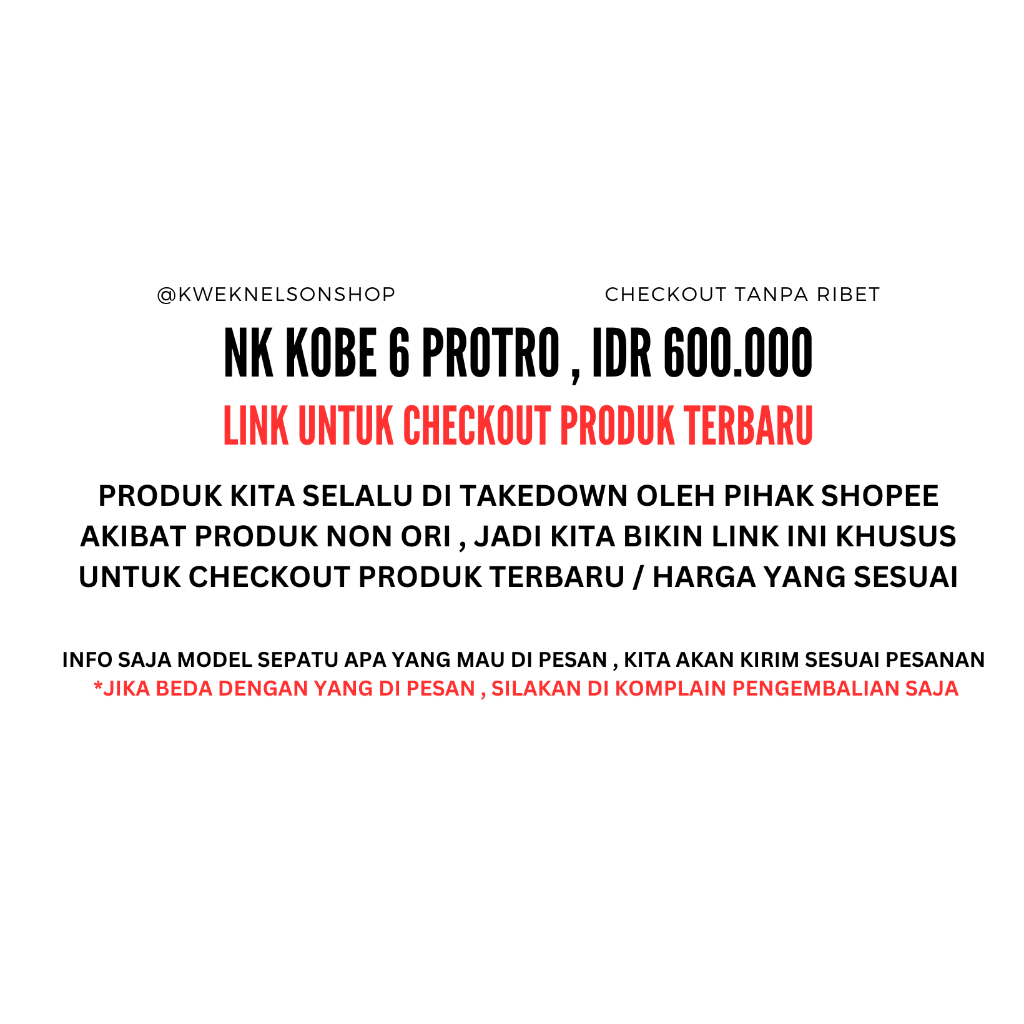 NK KOBE 6 PROTRO LOW SEPATU BASKET PREMIUM ORIGINAL KOLEKSI