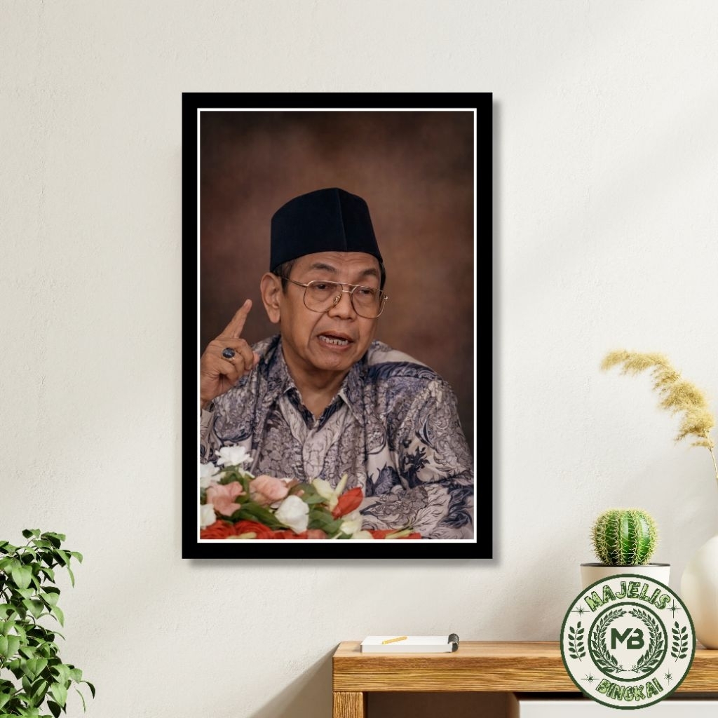 Foto Gus Dur Foto Mbah Maimoen - Bingkai Foto Ulama Indonesia Ukuran Jumbo Tebal 9mm