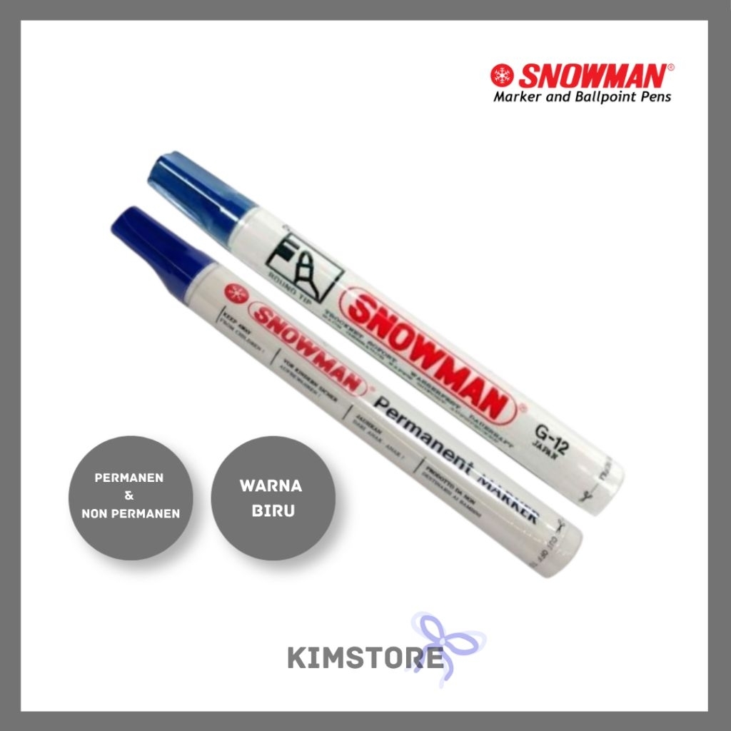 SPIDOL SNOWMAN PAPAN TULIS WARNA BIRU (NON PERMANEN/PERMANEN) / BOARDMARKER SNOWMAN