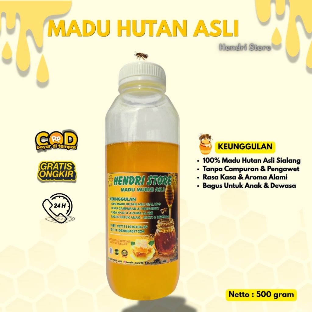 MADU HUTAN ASLI 500 Gram 100% asli berkualitas tinggi meningkatkan stamina tubuh,menyembuhkan batuk 