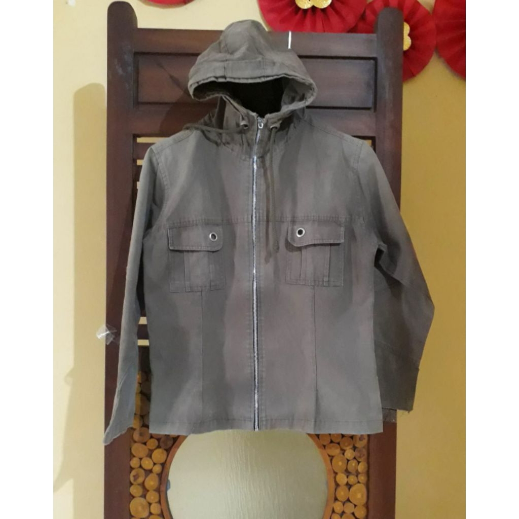 BROWN VINTAGE HOODIE DENIM JACKET PL GY-CF
