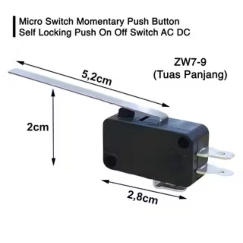 Saklar Dim Saklar Lampu tembak Micro Switch Push On