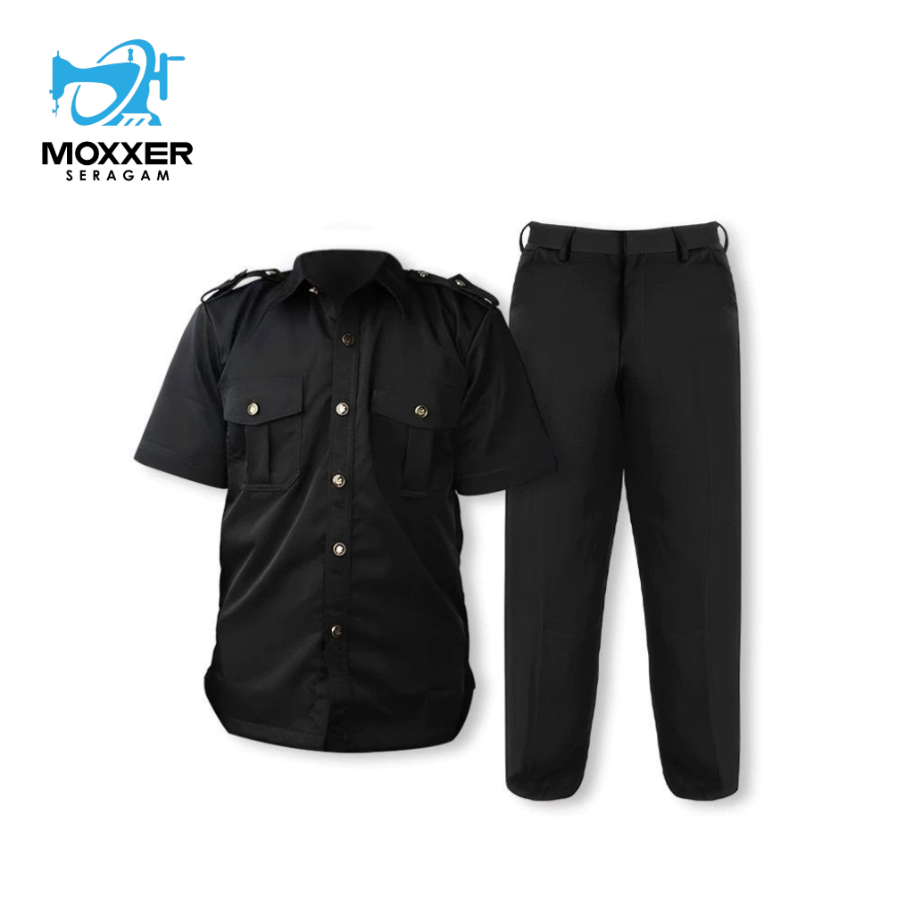 Seragam Safari Satpam Lengan Pendek Pakaian Baju Security Safari Pria Atasan dan Celana Kemeja Kerja