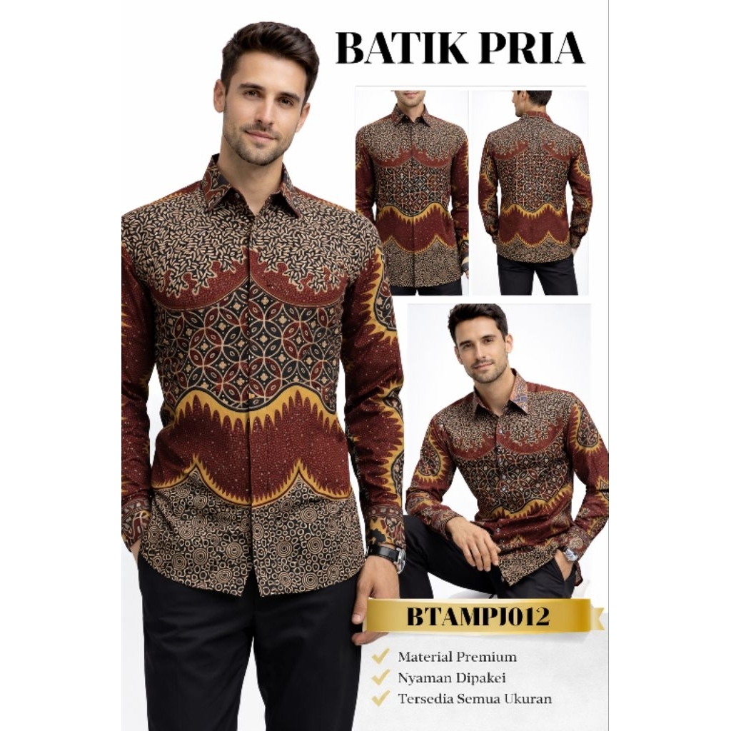 BATIK LENGAN PANJANG FURING, BATIK PRIA LENGAN PANJANG. BATIK PRIA MERAH, BATIK PRIA PREMIUM