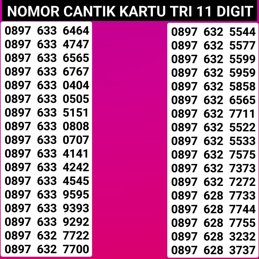 Nomor cantik kartu tri 11 digit
