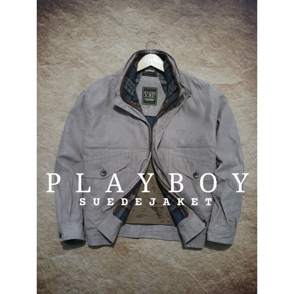 Jaket vintage harrington PLAY BOY suede bekas pakai