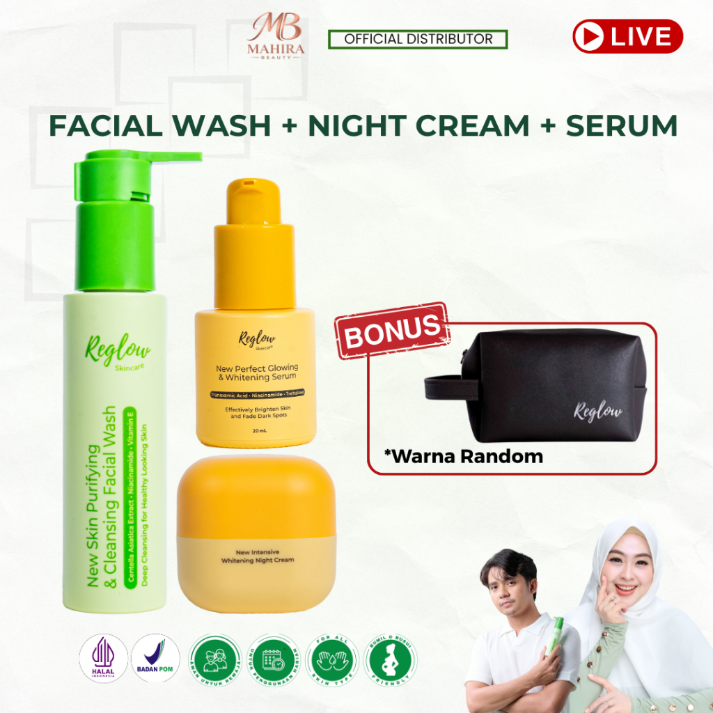 [LIVE] Reglow Paket Night Acne/Sensitive Reglow Original ny dr Shindy Putri (FW,Serum,NightCream) c1